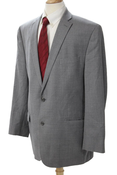 Michael Michael Kors Mens Gray Wool Suit Jacket Collared Button Classic Size 46