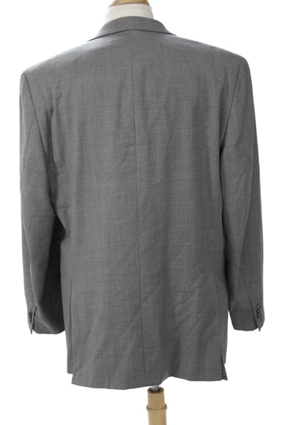 Michael Michael Kors Mens Gray Wool Suit Jacket Collared Button Classic Size 46