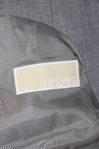 Michael Michael Kors Mens Gray Wool Suit Jacket Collared Button Classic Size 46