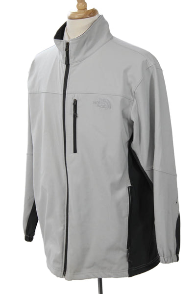 The North Face Mens Windbreaker Jacket Gray Zip High Neck Outdoor Size XL