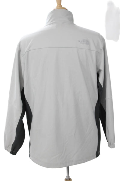 The North Face Mens Windbreaker Jacket Gray Zip High Neck Outdoor Size XL