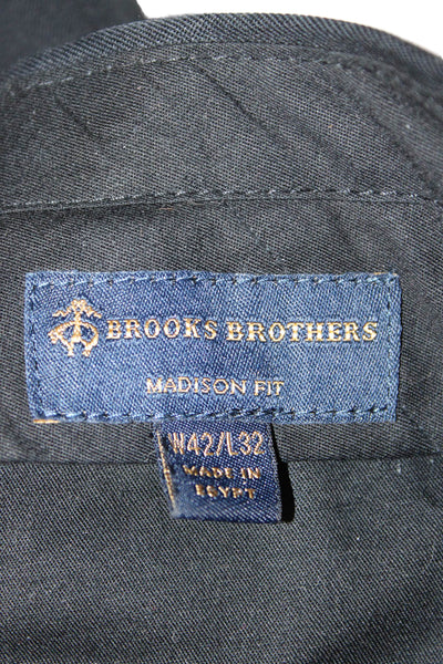 Brooks Brothers Men Dress Pants Black Button Solid Big & Tall Size 42