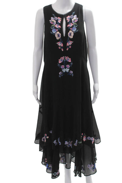 Nanette Lepore Womens A-Line Maxi Dress Black Sleeveless Round Neck Size M
