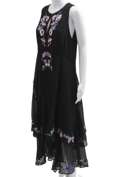 Nanette Lepore Womens A-Line Maxi Dress Black Sleeveless Round Neck Size M