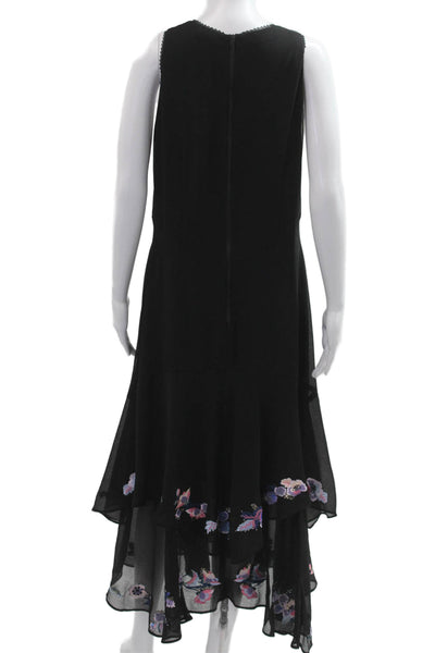 Nanette Lepore Womens A-Line Maxi Dress Black Sleeveless Round Neck Size M