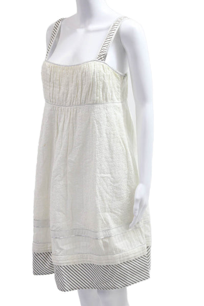 Calvin Klein Women Sundress White Striped Square Neck Sleeveless Short Size 8