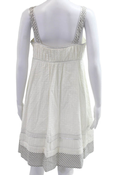 Calvin Klein Women Sundress White Striped Square Neck Sleeveless Short Size 8