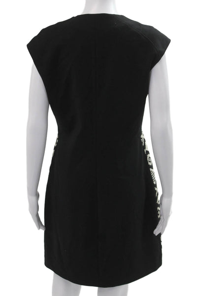 Ted Baker London Womens Black Aztec Geometric Shift Dress Short Sleeve Size 3