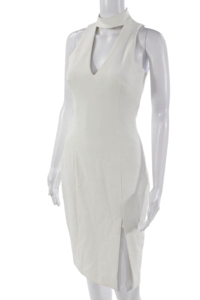Intermix Womens White Bodycon Dress V Neck Sleeveless Knee Length Zip Size S