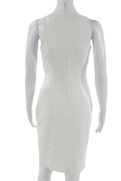 Intermix Womens White Bodycon Dress V Neck Sleeveless Knee Length Zip Size S
