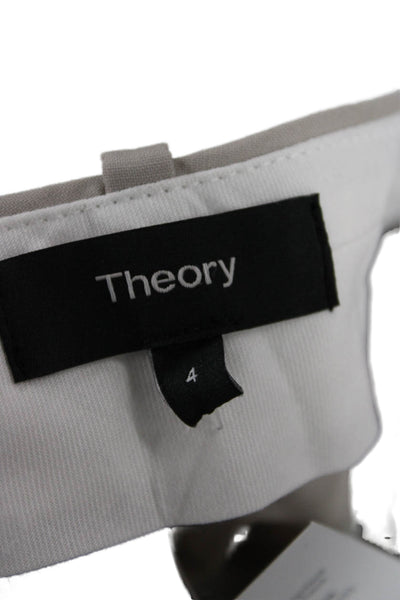 Theory Womens Ankle Dress Pants Beige Wool Button Size 4