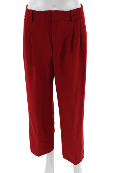 Zara Women Cropped Dress Pants Red Button Closure Size M