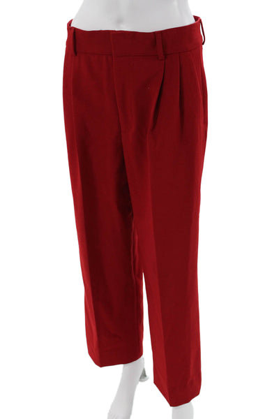 Zara Women Cropped Dress Pants Red Button Closure Size M