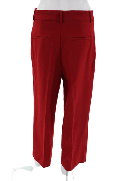 Zara Women Cropped Dress Pants Red Button Closure Size M