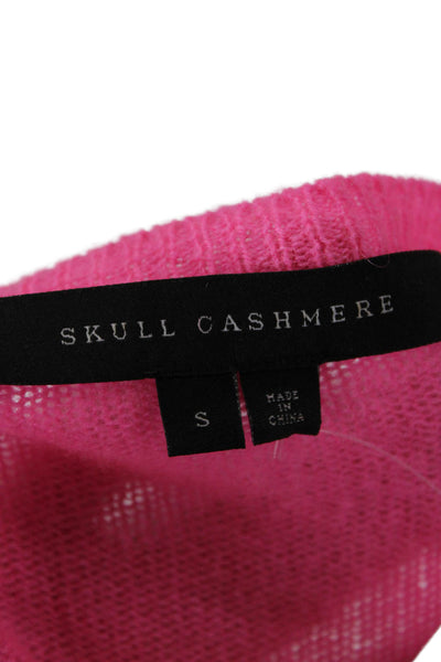 Skull Cashmere Women Pink 100% Cashmere Skull Graphic Pullover Sweater Size S