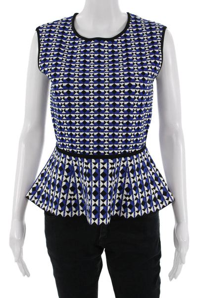 BCBGMAXAZRIA Womens Black Aztec Geometric Sleeveless Blouse Size M