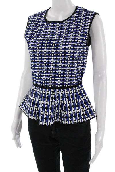 BCBGMAXAZRIA Womens Black Aztec Geometric Sleeveless Blouse Size M