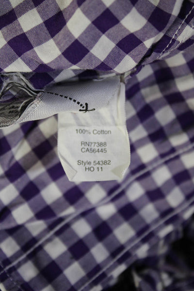 J Crew Unisex Purple Cotton Collared Check Long Sleeve Basic Button-Up Size L
