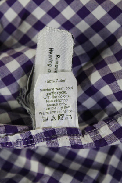 J Crew Unisex Purple Cotton Collared Check Long Sleeve Basic Button-Up Size L