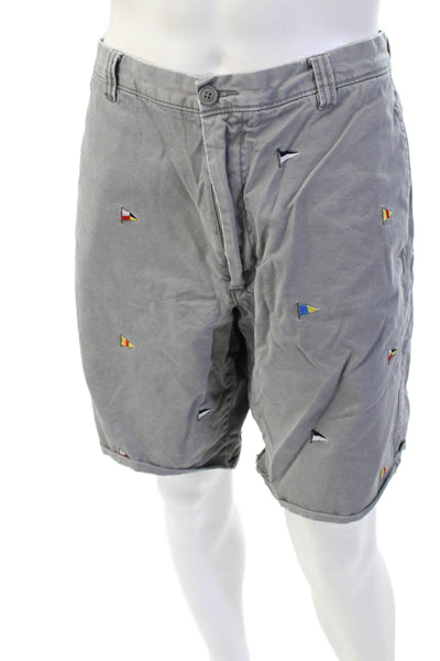 J Crew Mens Chino Shorts Gray Cotton Blend Button Size 36