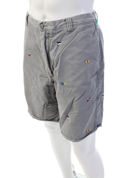 J Crew Mens Chino Shorts Gray Cotton Blend Button Size 36