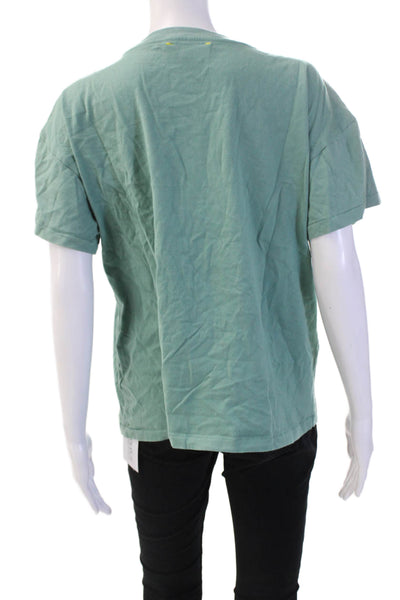 Kerri Rosenthal Womens Green Graphic Crew Neck Jersey Tee Cotton Size M