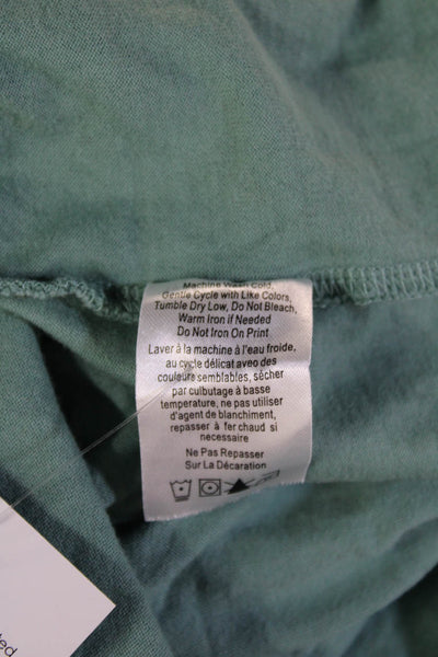 Kerri Rosenthal Womens Green Graphic Crew Neck Jersey Tee Cotton Size M