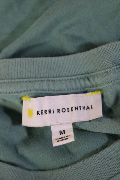 Kerri Rosenthal Womens Green Graphic Crew Neck Jersey Tee Cotton Size M