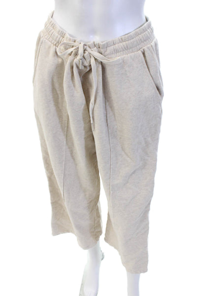 Z Supply Womens Cropped Sweatpants Beige Drawstring Cotton 22in Inseam Size XL