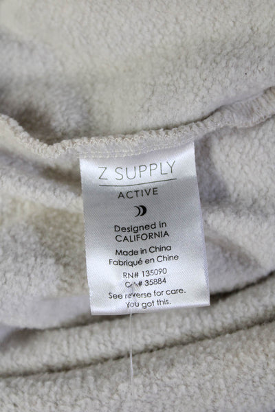 Z Supply Womens Cropped Sweatpants Beige Drawstring Cotton 22in Inseam Size XL