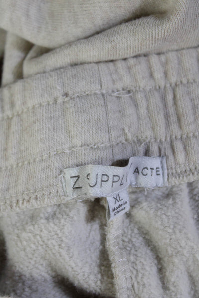 Z Supply Womens Cropped Sweatpants Beige Drawstring Cotton 22in Inseam Size XL
