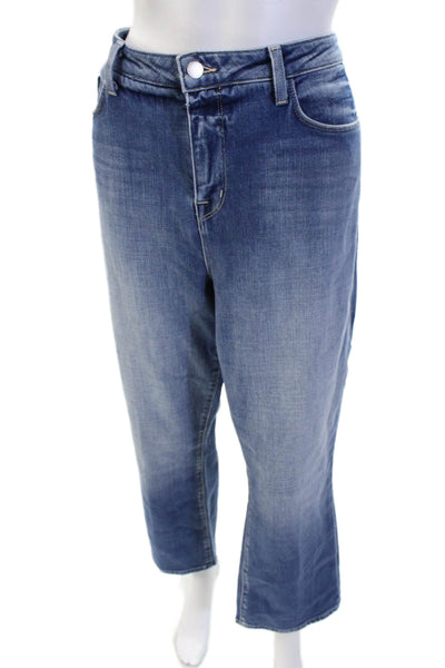 L'Agence Womens Cropped Wide Leg High Rise Blue Jeans Size 34
