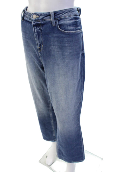 L'Agence Womens Cropped Wide Leg High Rise Blue Jeans Size 34