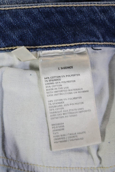L'Agence Womens Cropped Wide Leg High Rise Blue Jeans Size 34