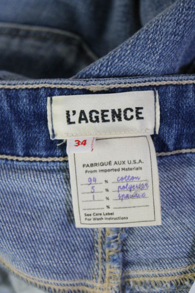 L'Agence Womens Cropped Wide Leg High Rise Blue Jeans Size 34