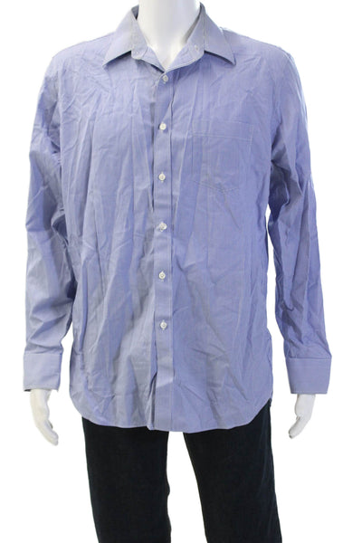 J Crew Mens Blue Check Cotton Long Sleeve Button Up Dress Shirt Size L