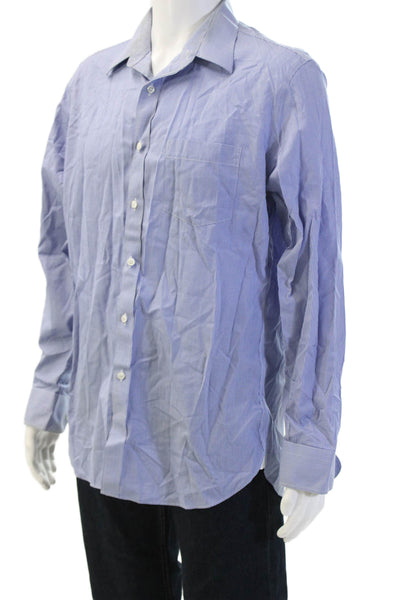 J Crew Mens Blue Check Cotton Long Sleeve Button Up Dress Shirt Size L