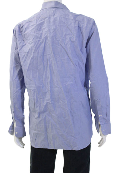 J Crew Mens Blue Check Cotton Long Sleeve Button Up Dress Shirt Size L