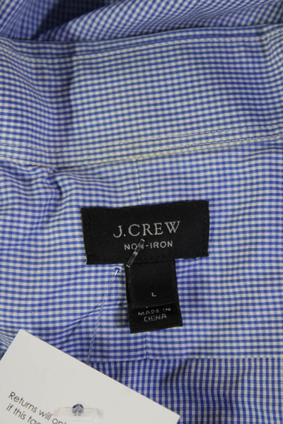 J Crew Mens Blue Check Cotton Long Sleeve Button Up Dress Shirt Size L