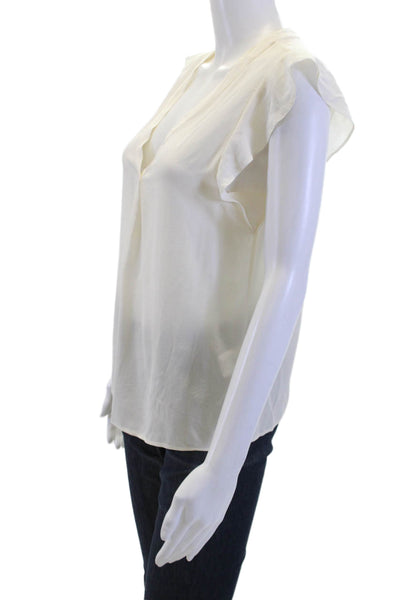Joie Women Sleeveless V-Neck Wool Silk Blouse Beige Classic Size S