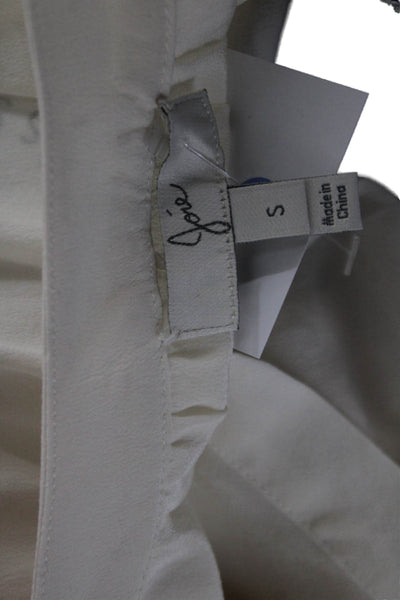 Joie Women Sleeveless V-Neck Wool Silk Blouse Beige Classic Size S