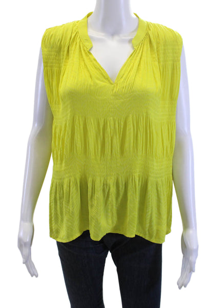 Current Air Womens Tunic Blouse Yellow V-Neck Sleeveless Boho Size XS
