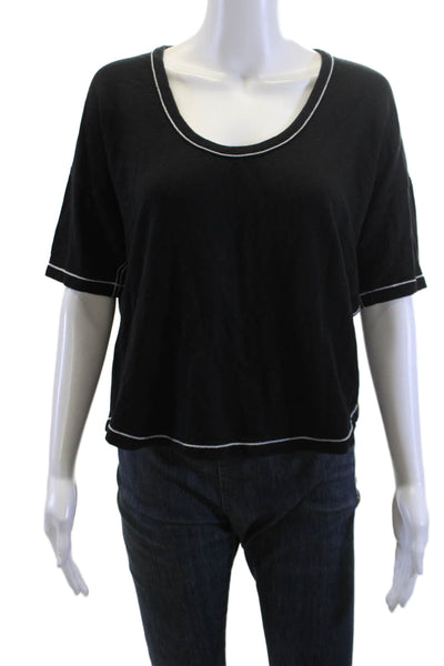 Rag & Bone Womens Cropped Basic T-Shirt Black Round Neck Short Sleeve Size S