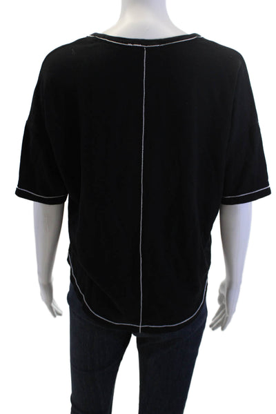 Rag & Bone Womens Cropped Basic T-Shirt Black Round Neck Short Sleeve Size S