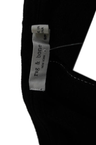 Rag & Bone Womens Cropped Basic T-Shirt Black Round Neck Short Sleeve Size S