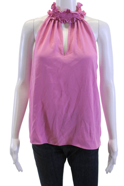 Amanda Uprichard Women Pink High Neck Sleeveless Blouse Polyester Size M
