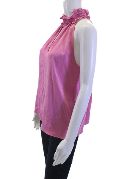 Amanda Uprichard Women Pink High Neck Sleeveless Blouse Polyester Size M