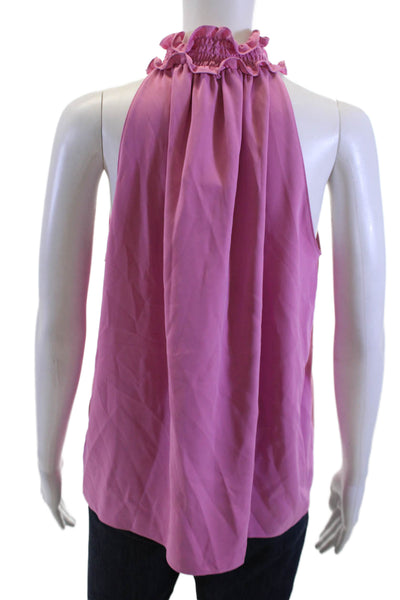 Amanda Uprichard Women Pink High Neck Sleeveless Blouse Polyester Size M