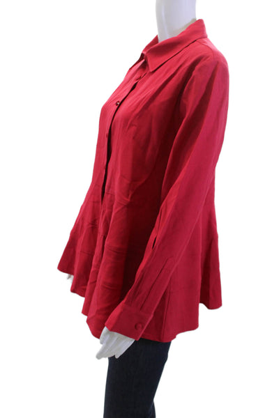 Pomander Place Women Tunic Blouse Red Button Polyester Long Sleeve Size XL