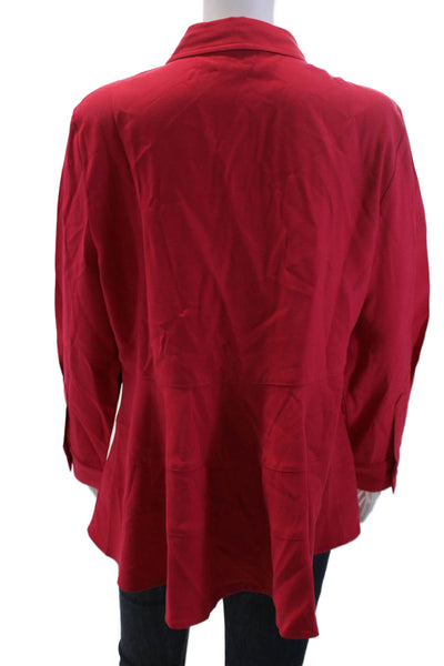 Pomander Place Women Tunic Blouse Red Button Polyester Long Sleeve Size XL